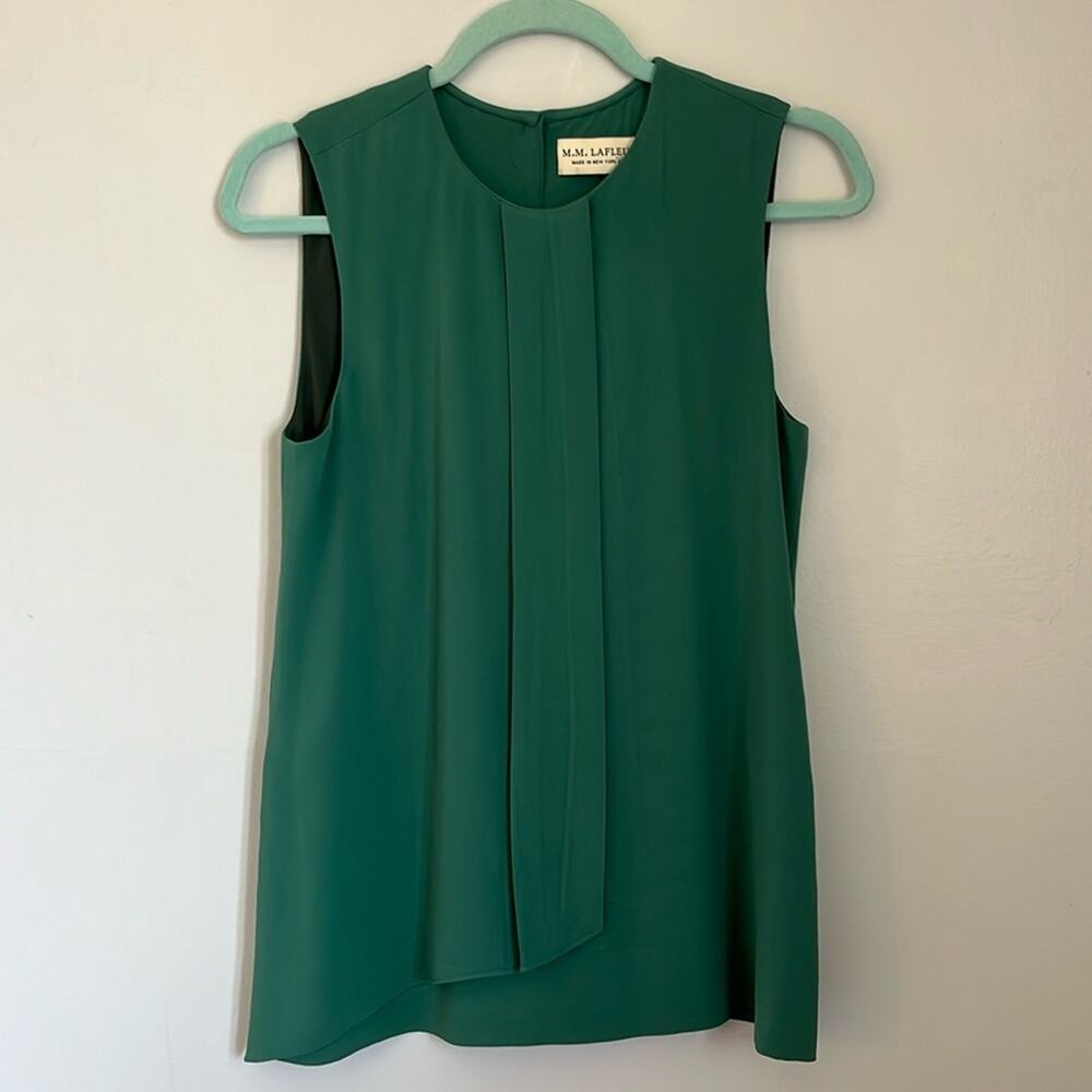 MM. Lafleur Sleeveless Emerald Green Pleat Front Shell